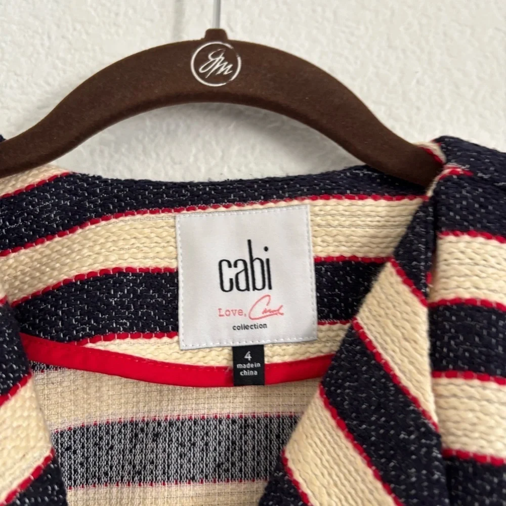 CAbi Women's Size 4 Blue/Cream Stripe Nautical Cruise Blazer Jacket - Picture 2 of 5